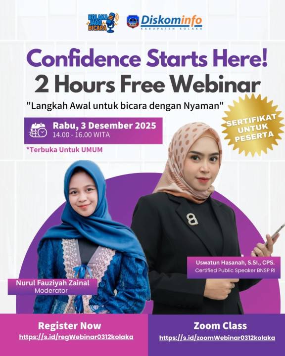 Free Webinar ✨️Be Good in Public Speaking with KOLAKA JAGO BICARA????